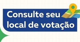 imagem de fundo bege, com retângulo azul em que se lê "consulte seu local de votação", em letras...